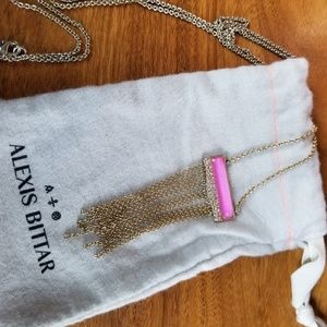 Alexis Bittar long pink lucite necklace